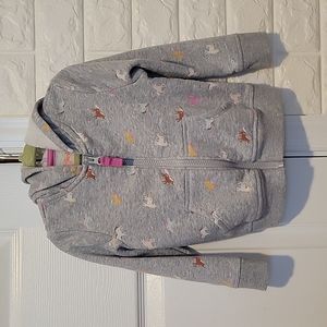 Cat & Jack Toddler Gray Fleece Unicorn Front Zip Hoodie Size 2T